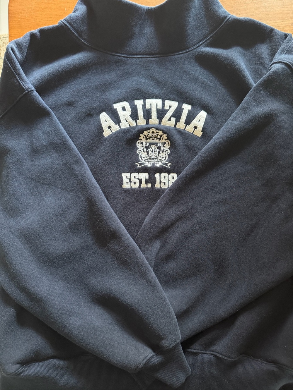 Aritzia Navy Cozy Sweatfleece Mega Funnel Neck